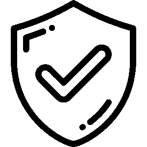 A black and white outline of a shield with a large check mark in the center, symbolizing security, protection, or verification—ideal for representing trusted property maintenance or sash window repairs services.