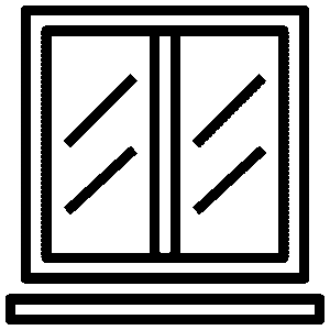 A person sits cross-legged in a meditative pose, hands resting on knees with palms up in the "okay" gesture—a simple black figure on white, capturing calmness often needed during property maintenance or sash window repairs.